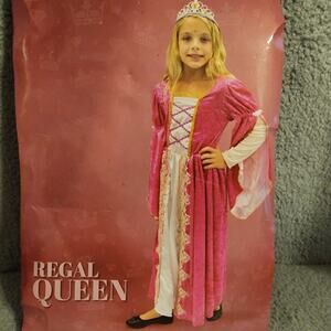 Hauntlook Regal Queen Kids Costume Pink Dress Size 5-6 BOO Inc